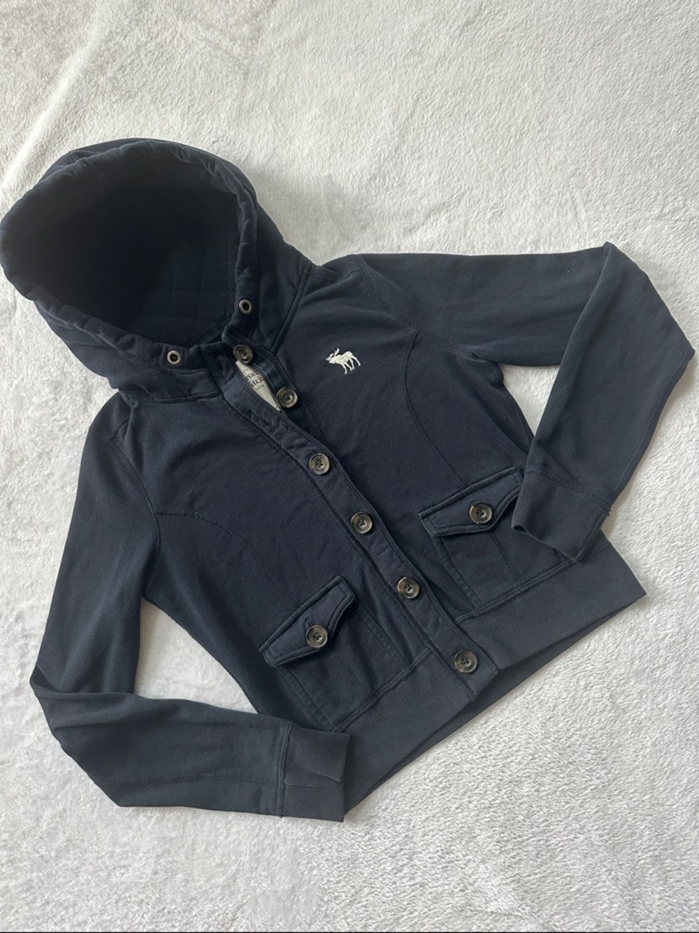 Abercrombie & Fitch M Hooded Button Up Bomber Jacket Sweatshirt Y2K Bella Swan - Picture 7 of 10